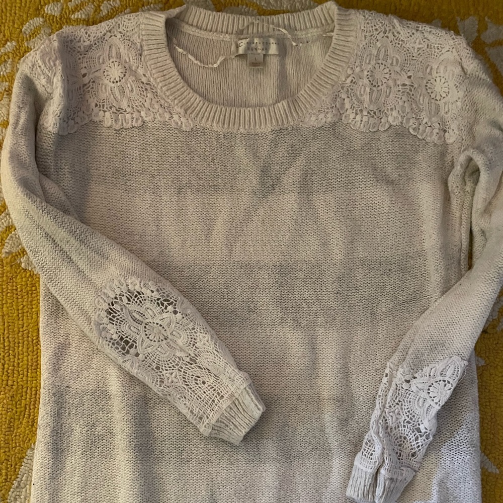 GUC sweater with lace/macramé detail